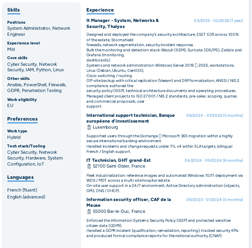 Hello, I'm open to work in luxembourg. Tell me if you are interested. Singularity is work in progress, i try…