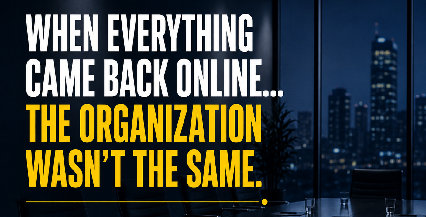 When Everything Came Back Online... The Organization Wasn't the Same Imagine an organization that has just…