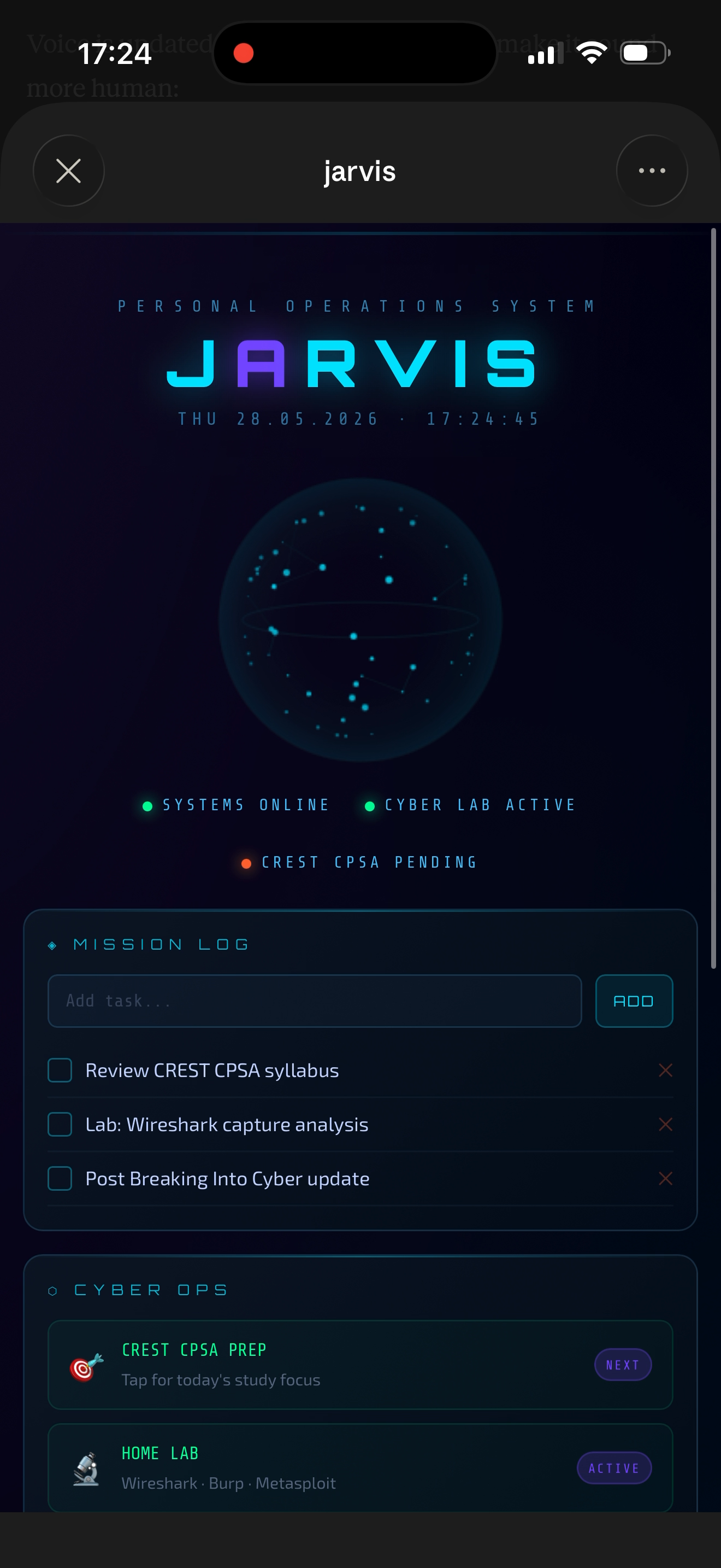 Jarvis or hal 9000 nearly up and running on mobile which one should I continue with