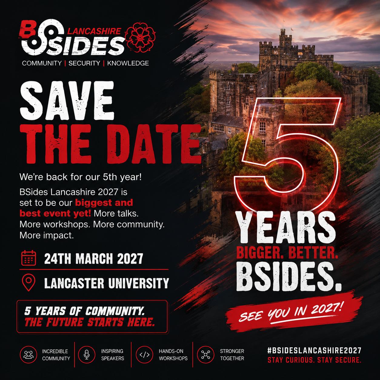 📅 SAVE THE DATE — BSides Lancashire 2027 Guess who’s back? Back again. 🗓️ 24 March 2027 📍 Lancaster…