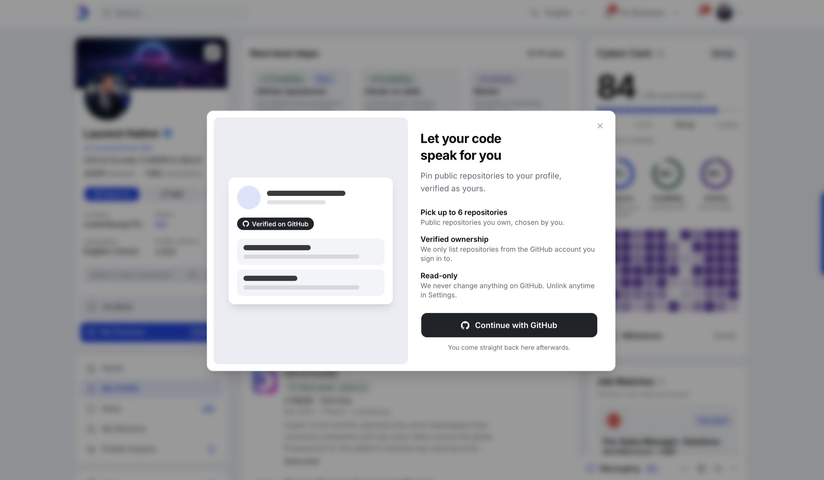 New on Cyberr: Let your code speak for you Connect your GitHub account and pin your public repositories to…