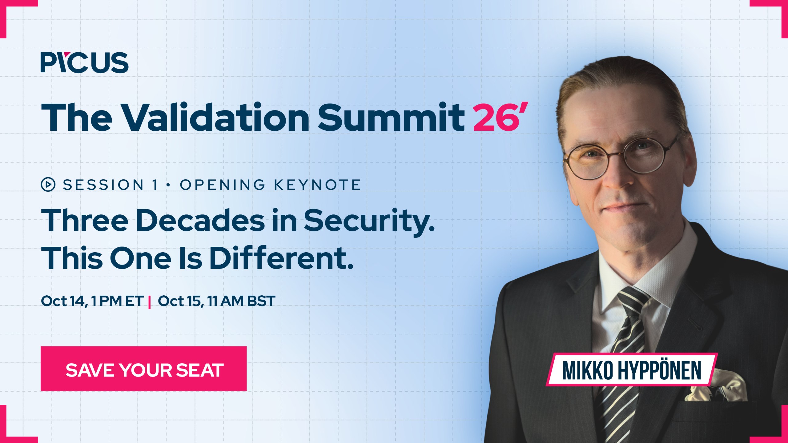 Join Mikko Hyppönen and security leaders from the NFL, CHANEL, and Atlassian at The Validation Summit ’26…