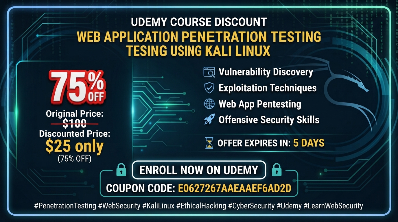 2️⃣ Web Application Penetration Testing Using Kali Linux (English) 🎯 75% OFF — Web Application Penetration…
