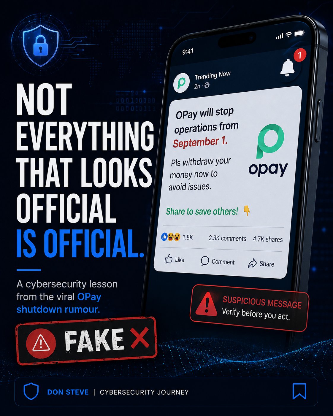 Yesterday’s fake OPay shutdown notice was a real-life cybersecurity lesson. Not because someone hacked a…