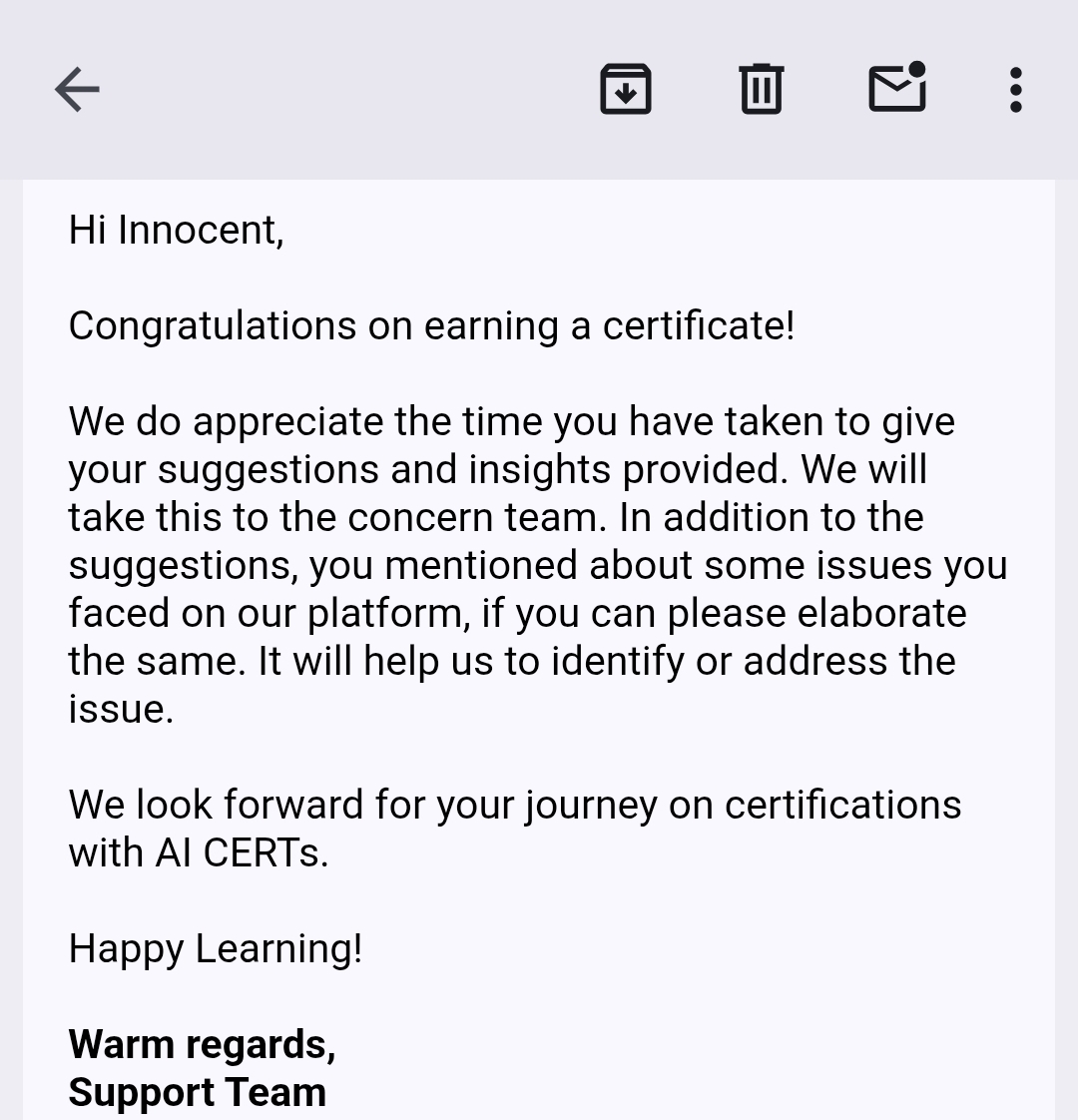 Yes! AI CERTs responded to my email and we're getting somewhere. "Share on Cyberr" will happen in my time.